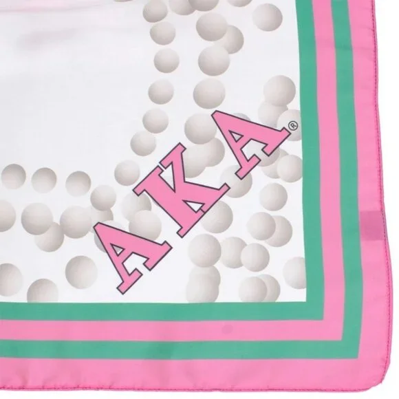Aka Sorority Pearl Print Square Scarf For Women - Picture 3 of 4
